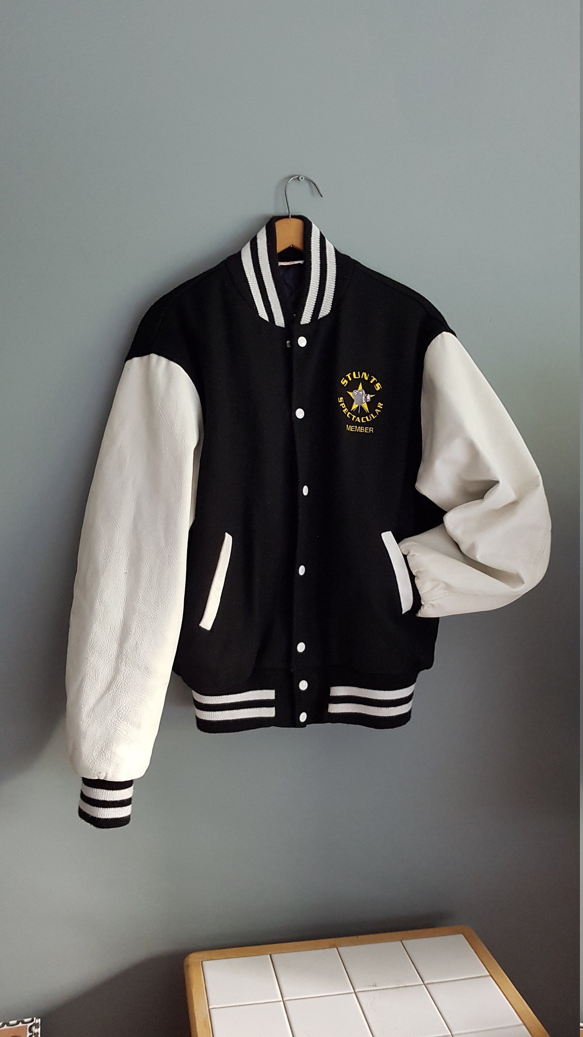 Vintage black and white bomber jacket 80 s bomber jacket Etsy.de