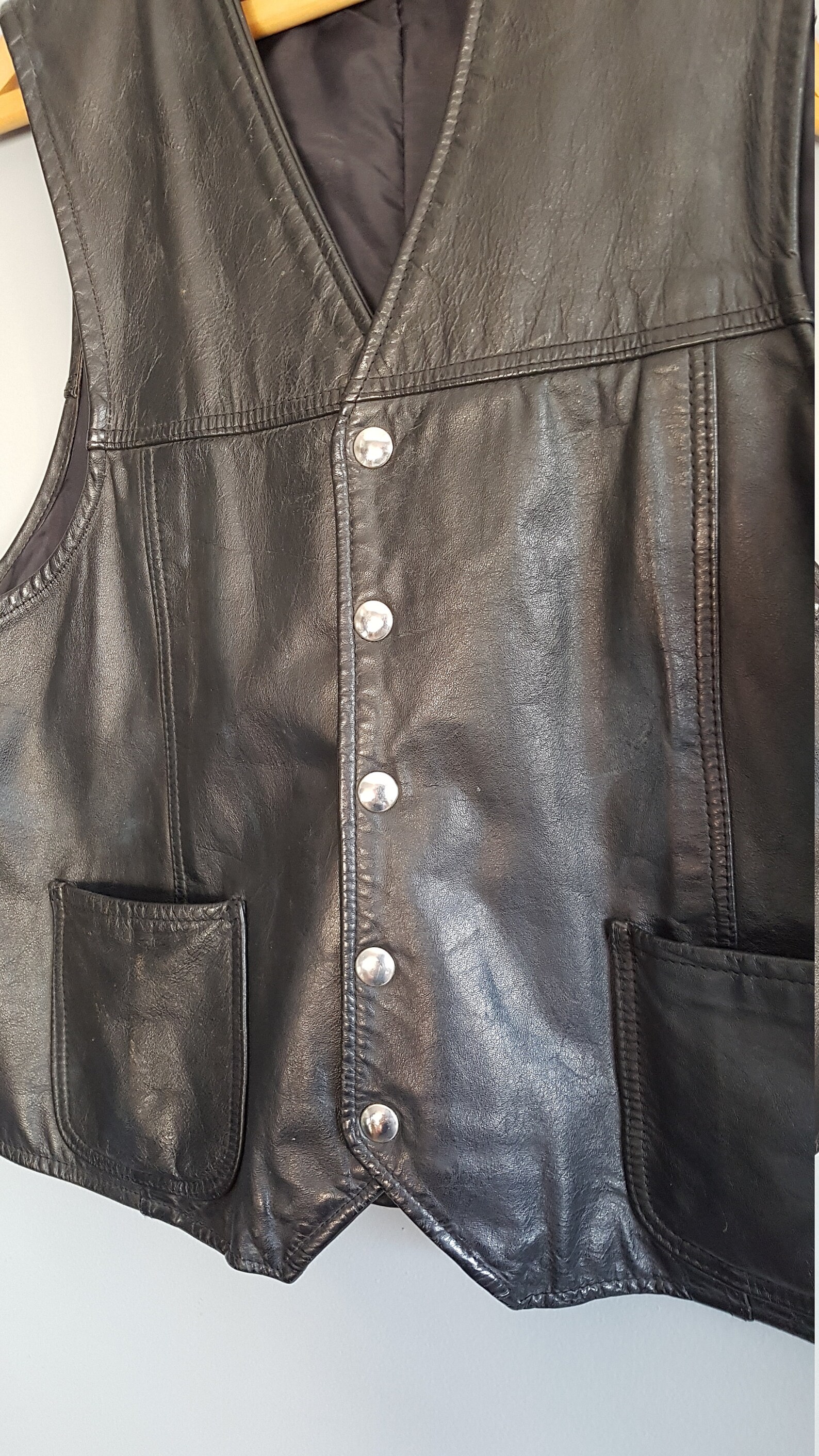 Vintage leather biker vest 90s golden Bristol leather vest | Etsy