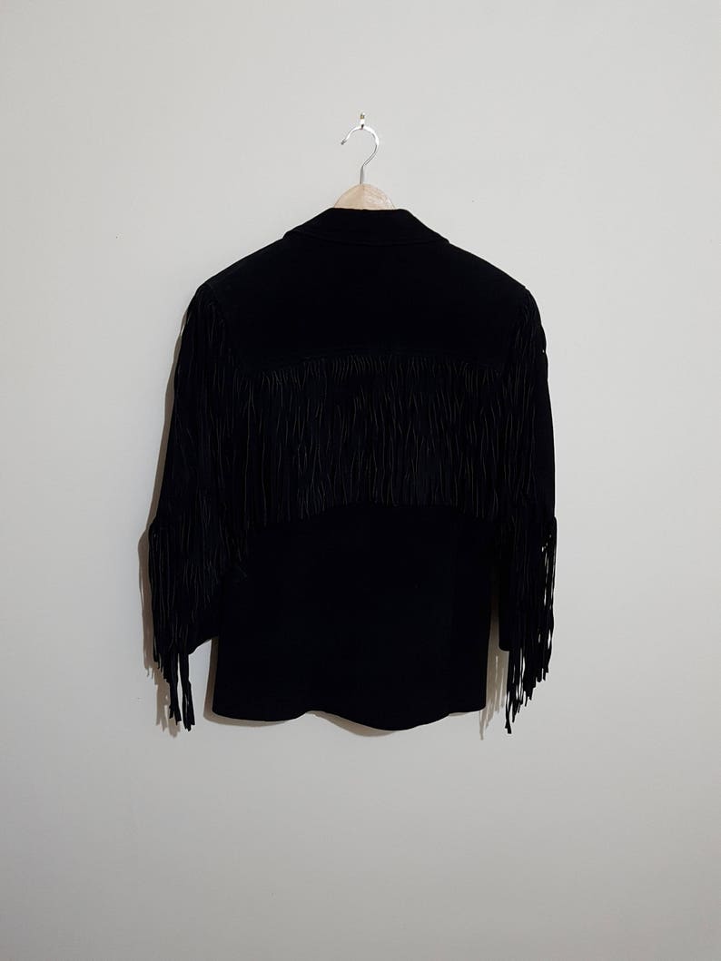 authentic funky style leather jacket Vintage black leather fringe jacket 80s leather jacket cosa nova 70 s style 90 s leather jacket