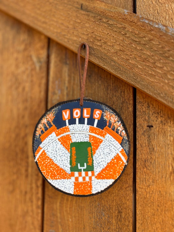 Tennessee Football Ornament, Vols Christmas Ornament, Hand Painted Neyland Stadium Gift, Tennessee Fan Gift, Orange & White Decor