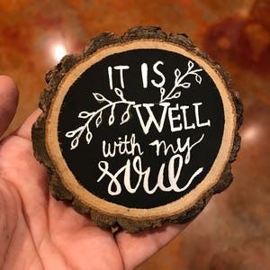 Wood slice hand painted ornament