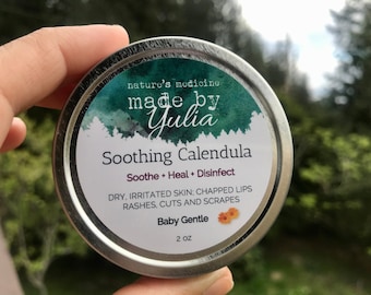 Calendula Salve // soothing healing remedy for dry skin, rashes, eczema, cuts and scrapes // baby gentle