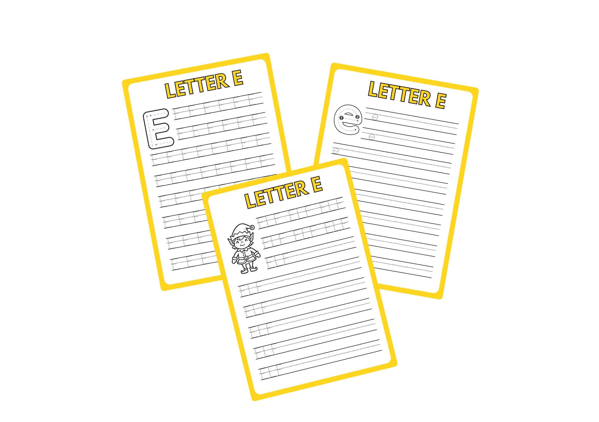 Letter E Worksheets – Alphabet Tracing & Vocabulary (printable PDF ...