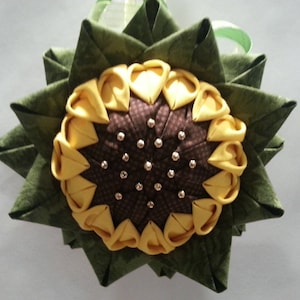 Sunflower quilted ornament