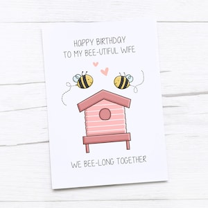 Esposa do cartão do feliz aniversario | de aniversário da esposa | Presente de aniversário bonito da esposa | esposa cartão comemorativo | Abelha
