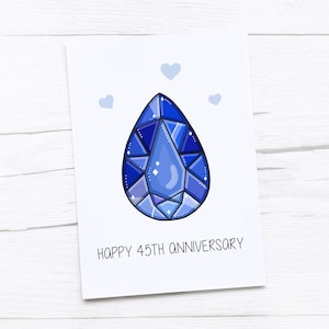 45th aniversário feliz cartão comemorativo | Aniversário de casamento safira | quadragésimo quinto aniversário cartão comemorativo | Safira