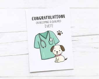 Biglietto di congratulazioni veterinario/Laurea veterinaria/Congratulazioni veterinario qualificato/Carta veterinaria/Congratulazioni/Veterano