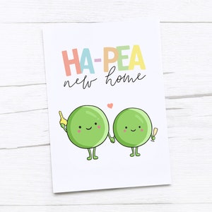 Nieuwe thuiskaart | Gefeliciteerd kaart | Nieuw huis | Huiskaart | Erwten
