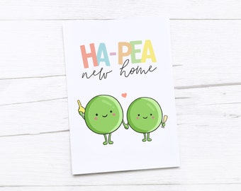 Nieuwe thuiskaart | Gefeliciteerd kaart | Nieuw huis | Huiskaart | Erwten