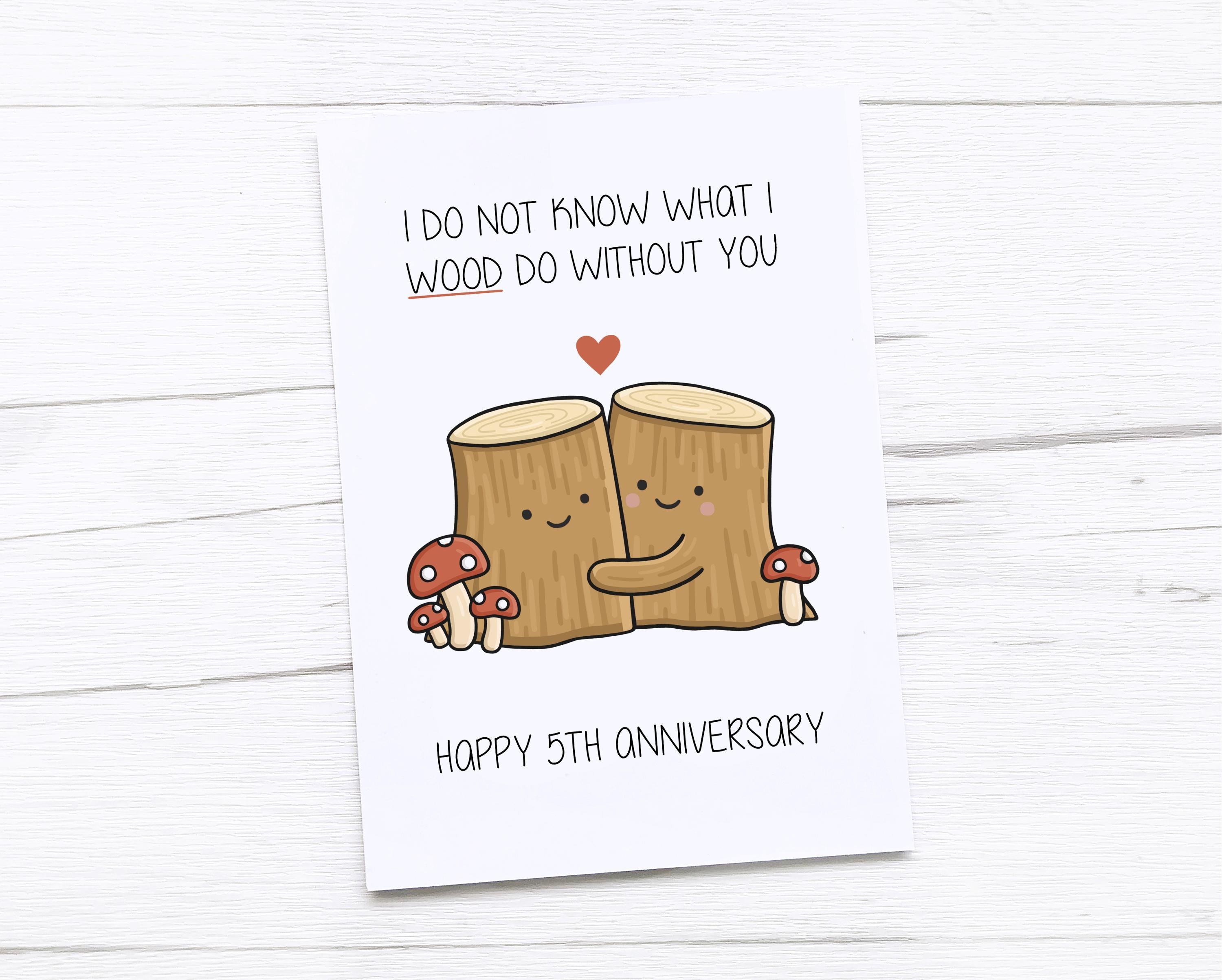 Happy 5th Anniversary Card | Wood Anniversary | Fifth Wedding