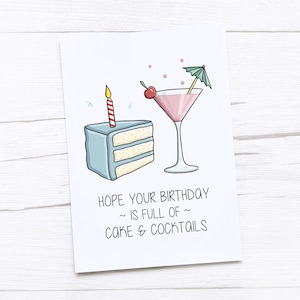Happy Birthday Karte | Kuchen und Cocktails | Freund