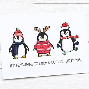 Cartão de Natal feliz | Feliz Natal | Pinguim