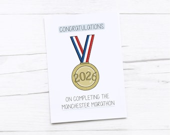 Felicitaciones Maratón de Manchester / Tarjeta de Bien Hecho Maratón / Medalla / 2026
