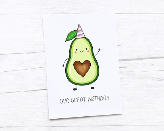 Happy Birthday Card Avocado Avo Great Birthday | Etsy