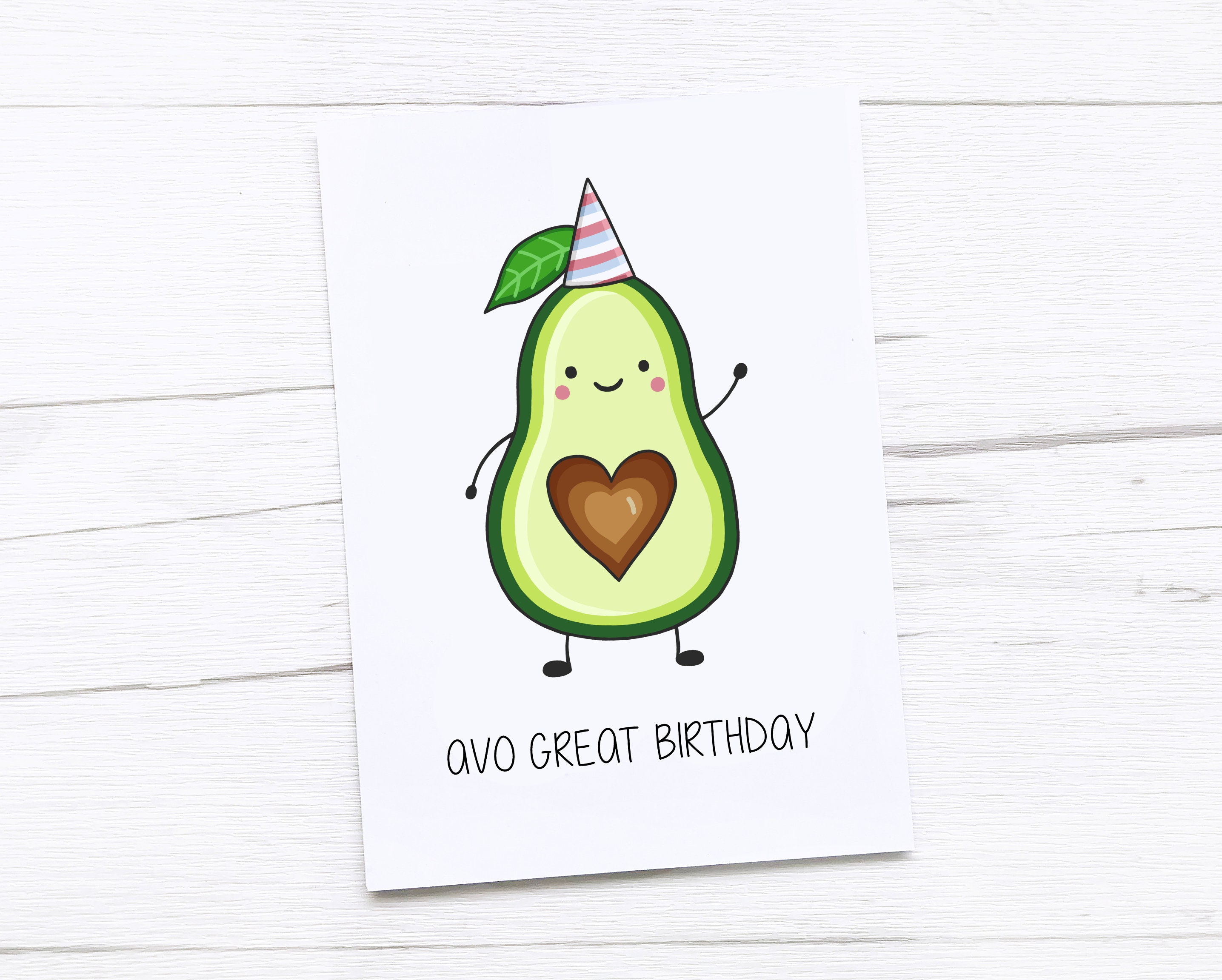 Kawaii Avocado Avocado Lover Avocado Birthday Card Stationery 