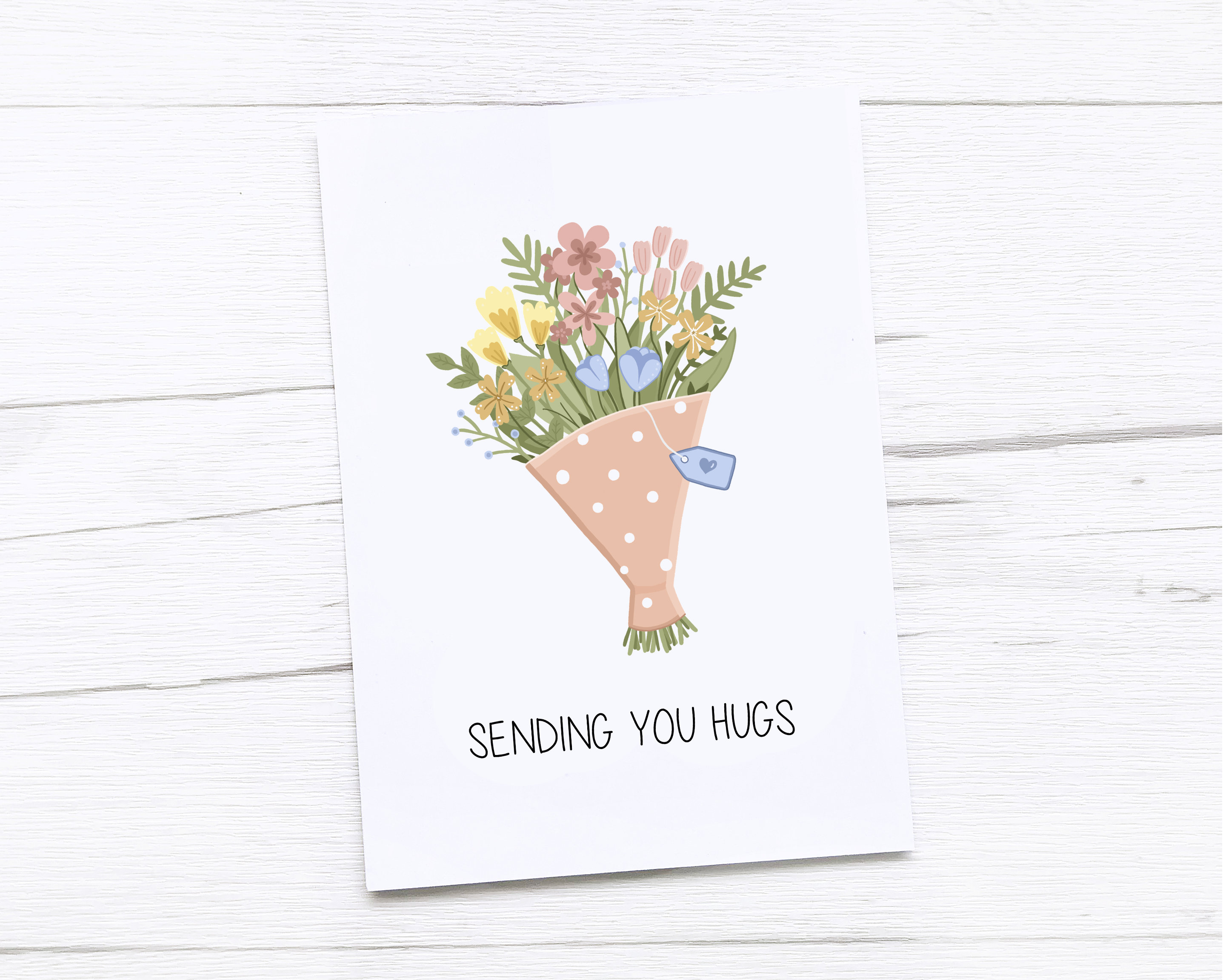 Thinking of You Card | Flowers | Sending Hugs - Etsy