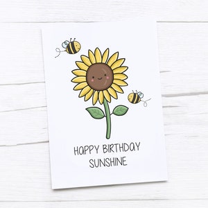 Carte joyeux anniversaire | Soleil | Tournesol