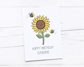 Cartão de feliz aniversario | Luz do sol | Girassol
