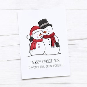 Fröhliche Weihnachtskarte | Frohe Weihnachten | Schneemann | Großeltern