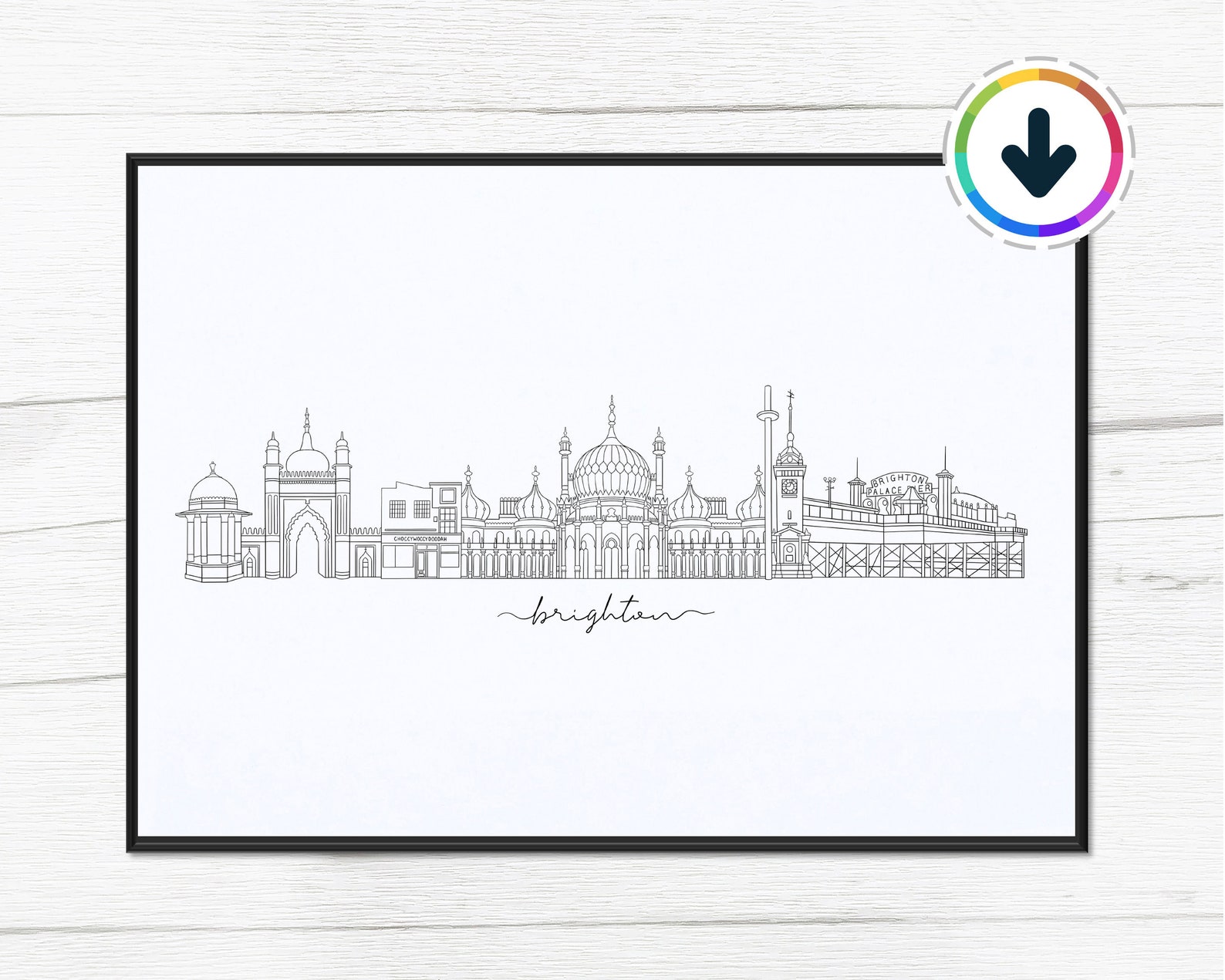 Brighton Skyline Digital Download Art Printable Wall Art Etsy