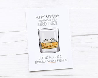 Happy Birthday Card Brother | Brother Birthday Card | Funny Brother Birthday Gift | Brother Card | Whisky | Drink Card
