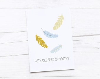 Sympathy Card | Condolence Card | With Deepest Sympathy | Feathers