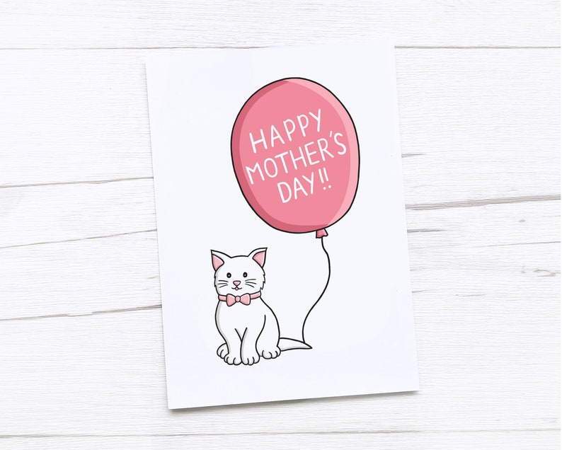 Happy Mothers Day Card From the Cat - Etsy