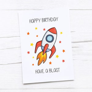 Cartão de feliz aniversario | Foguete | Aniversário Espacial