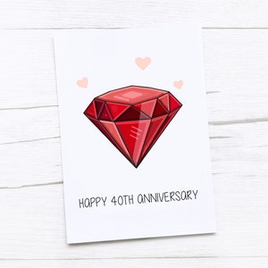 Joyeux 40e anniversaire | Anniversaire de mariage rubis | Carte du quarantième anniversaire | Rubis
