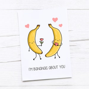 Tarjeta de feliz aniversario / Plátano / Plátanos sobre ti / Tarjeta de feliz día de San Valentín / Tarjeta de San Valentín