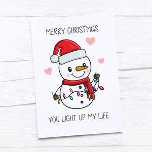 Fröhliche Weihnachtskarte | Frohe Weihnachten | You Light Up My Life | Schneemann
