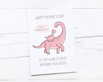 Bonne fête des mères | carte de fête des mères | Carte Maman | Dinosaure | Momiesaurus