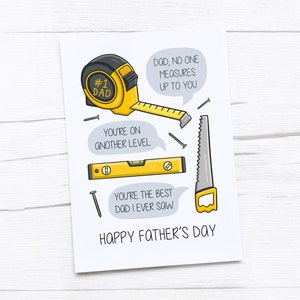 Happy Fathers Day Card | Dad Card | Tools | DIY | Saw | Tape Measure | Spirit Level