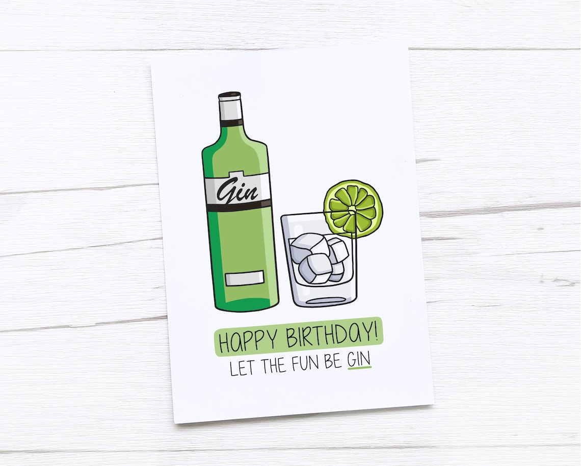 Happy Birthday Card Gin - Etsy