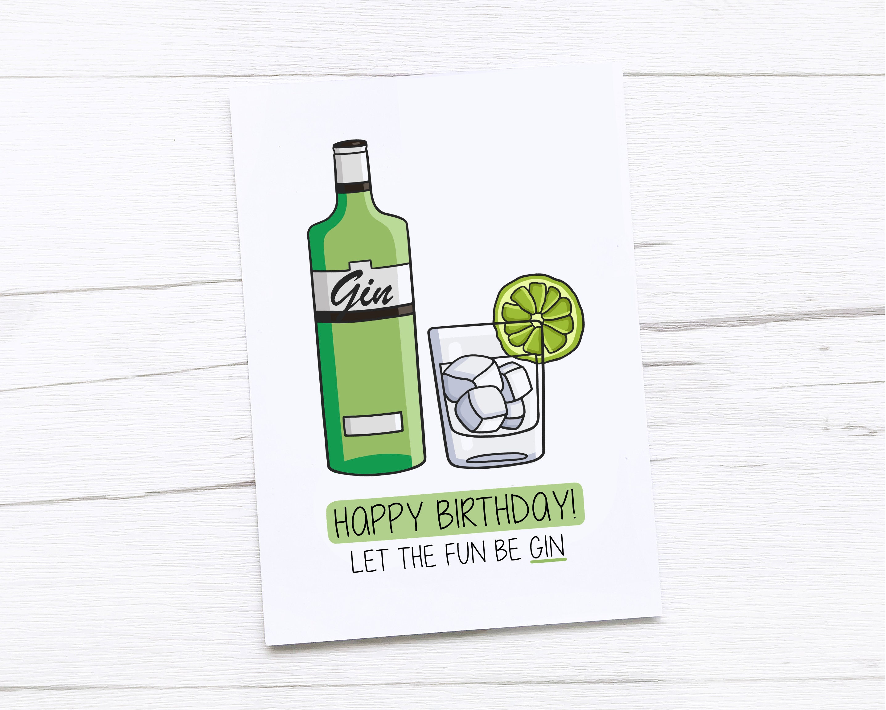 Alles Gute zum Geburtstag Karte Gin Etsy