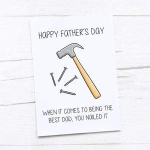 Tarjeta del Día del Padre Feliz / Tarjeta de Papá / Regalo del Día del Padre / Clavado / Martillo