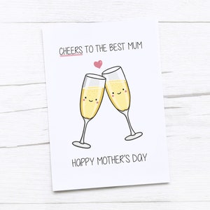 Biglietto di auguri per la festa della mamma / Biglietto per la festa della mamma / Biglietto per la mamma / Prosecco / Saluti