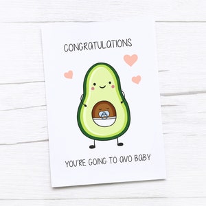 Neues Baby Karte | Neugeborene Karte | Herzlichen Glückwunsch Baby | Schwangerschaftansage | Avocado