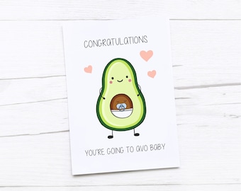 New Baby Card | Newborn Card | Congratulations Baby | Pregnancy Announcement | Avocado