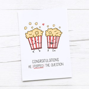 Verlovingskaart | Gefeliciteerd kaart | Hij stelde de vraag | Popcorn