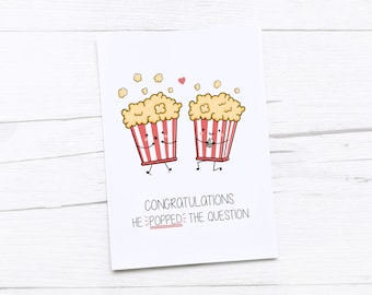 Tarjeta de compromiso / Tarjeta de felicitación / Hizo la pregunta / Palomitas de maíz