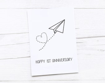 Happy 1st Anniversary Card | Paper Anniversary | First Wedding Anniversary Card | Paper Plane