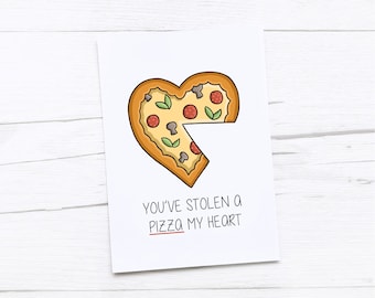 Tarjeta de feliz aniversario / Pizza / Has robado un pedazo de mi corazón / Tarjeta de feliz día de San Valentín / Tarjeta de San Valentín