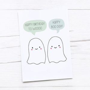 Tarjeta de feliz cumpleaños / Tarjeta de cumpleaños de Halloween / Cumpleaños de otoño / Cumpleaños fantasma