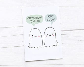Happy Birthday Card | Halloween Birthday Card | Autumn Birthday | Ghost Birthday