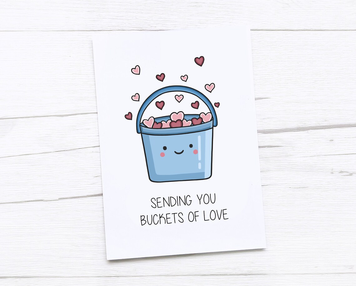Thinking of You Card | Sending Buckets of Love - Etsy