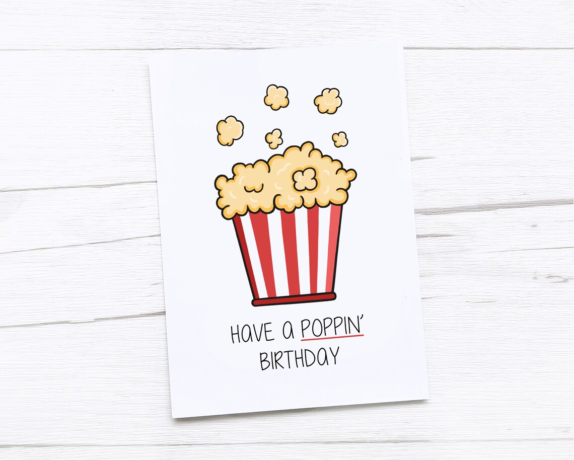 Happy Birthday Card Popcorn | Etsy
