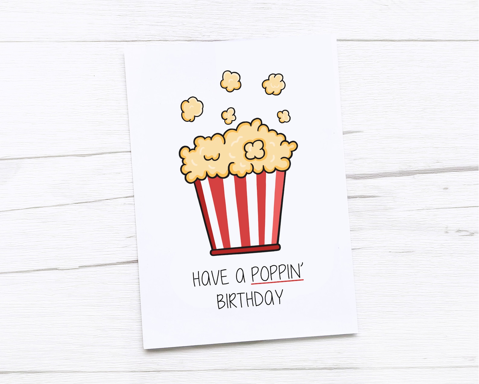 Happy Birthday Card Popcorn Etsy