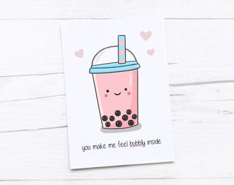Happy Anniversary Card | Happy Birthday Card | Bubble Tea | Happy Valentine's Day Card | Valentines Card