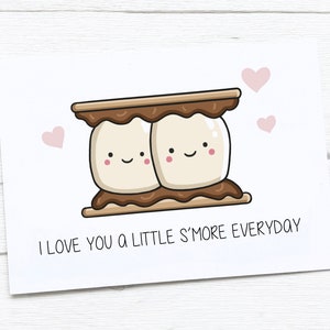 Tarjeta de feliz aniversario / S'mores / Te amo más todos los días / Tarjeta de feliz día de San Valentín / Tarjeta de San Valentín